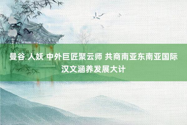 曼谷 人妖 中外巨匠聚云师 共商南亚东南亚国际汉文涵养发展大计