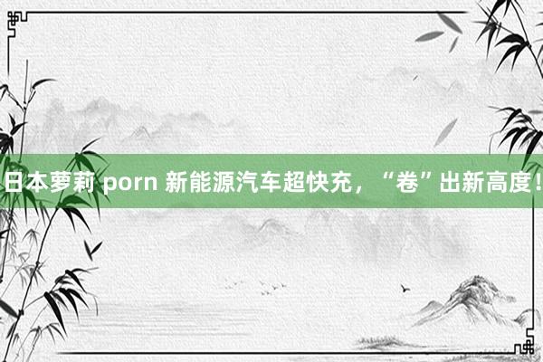 日本萝莉 porn 新能源汽车超快充，“卷”出新高度！