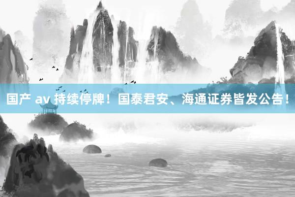 国产 av 持续停牌！国泰君安、海通证券皆发公告！