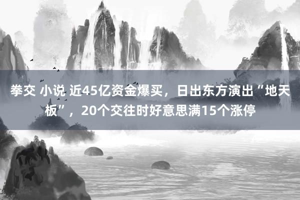 拳交 小说 近45亿资金爆买，日出东方演出“地天板”，20个交往时好意思满15个涨停