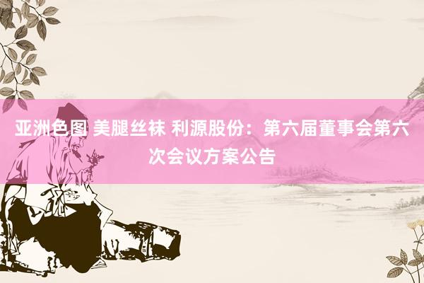 亚洲色图 美腿丝袜 利源股份：第六届董事会第六次会议方案公告