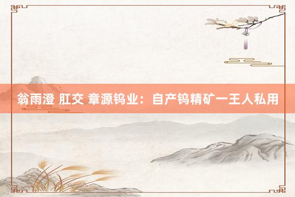 翁雨澄 肛交 章源钨业：自产钨精矿一王人私用