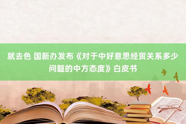 就去色 国新办发布《对于中好意思经贸关系多少问题的中方态度》白皮书