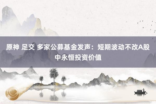 原神 足交 多家公募基金发声：短期波动不改A股中永恒投资价值